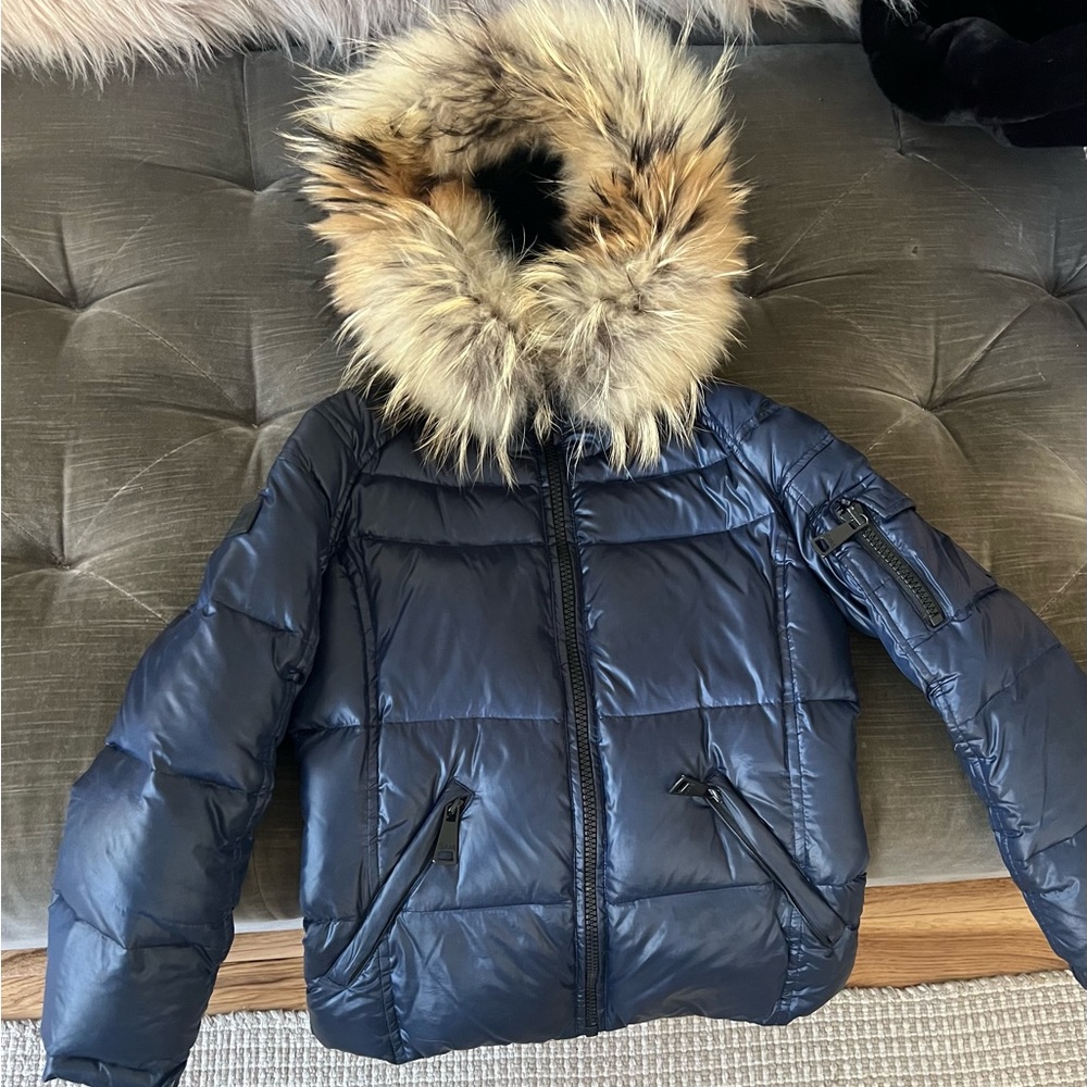 Girls SAM Elsa coat with genuine fur hood.  Very gently worn. Size 12 girls